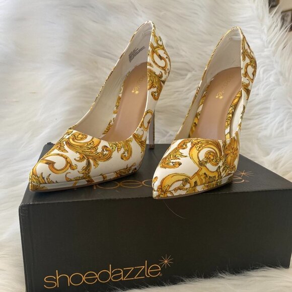 Erilyn Pointed Toe Pump Miami Print White - Picture 1 of 5